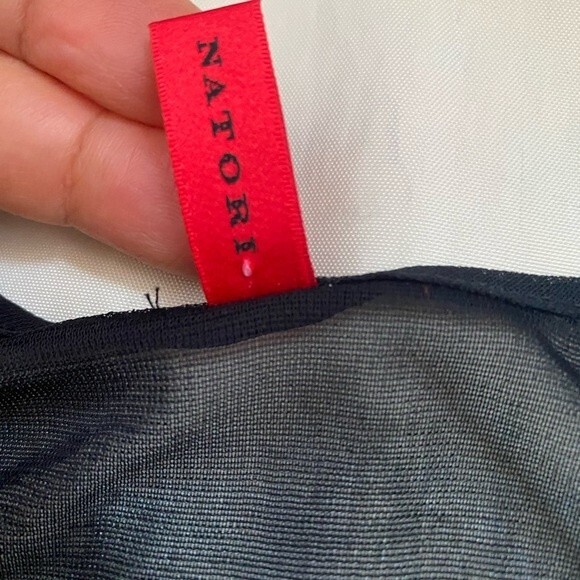 JOSIE NATORI Vintage Mesh Sheer Black Wrap Robe Sz L - Picture 6 of 10